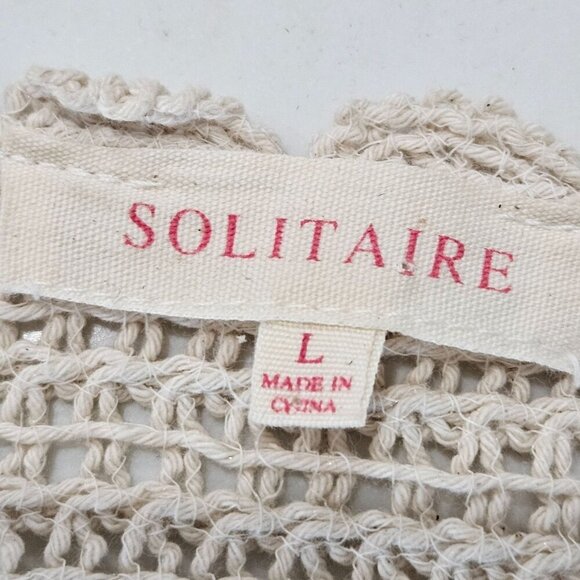 Solitaire Large Boho Festival Crochet Top Beige Knit Short Sleeve - Picture 5 of 9